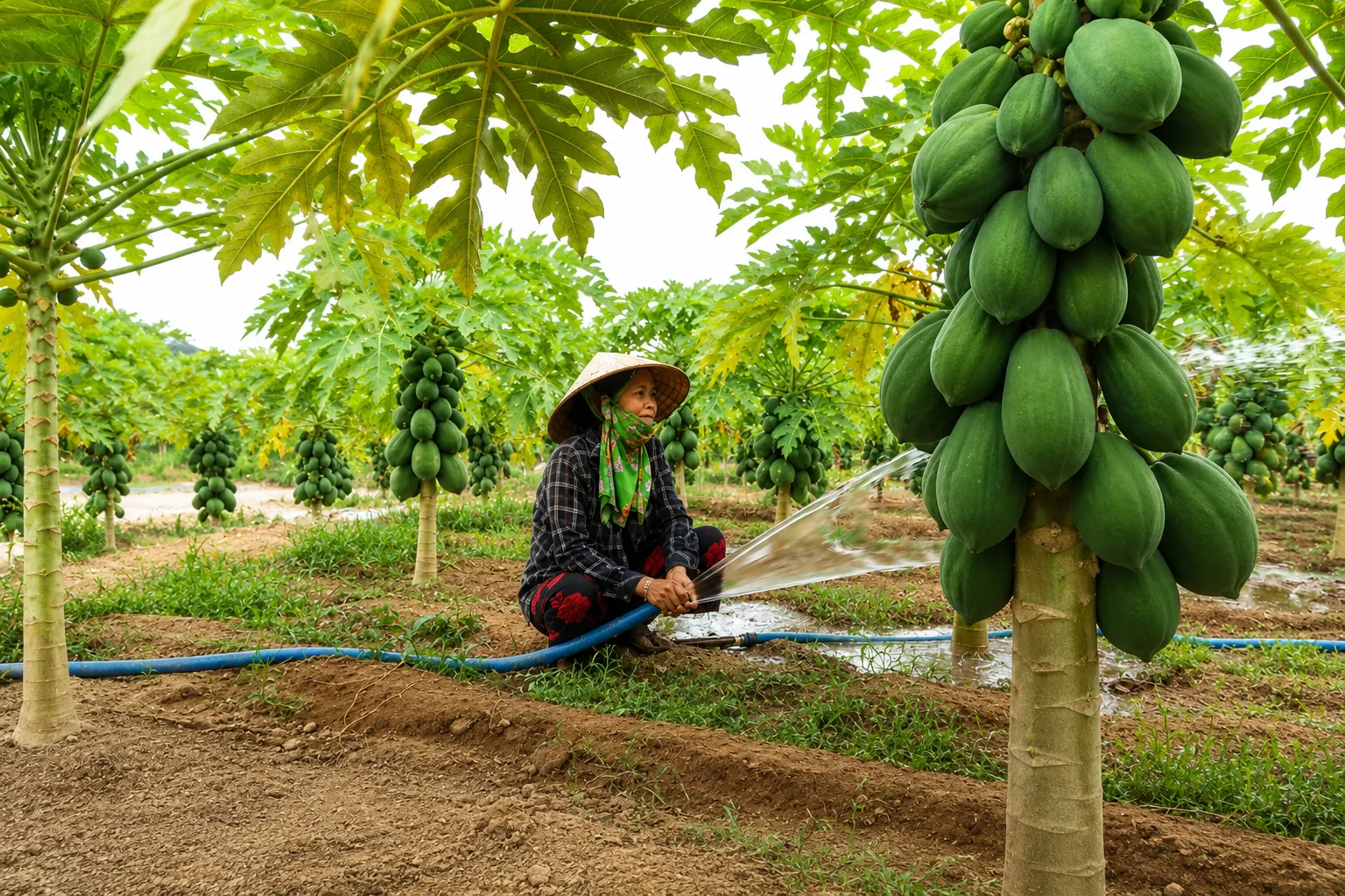 Chăm sóc vườn đu đủ